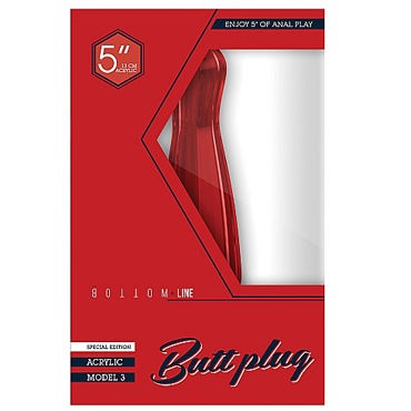 Shots Toys Bottom Line Buttplug Acrylic Model 3, 13 см красная