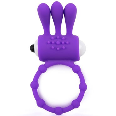 Brazzers Эрекционное кольцо c тремя отростками, фиолетовое