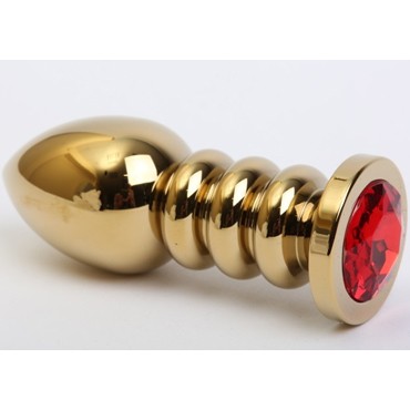 4sexdream Анальная ювелирка с ребрами, золотой/красный
