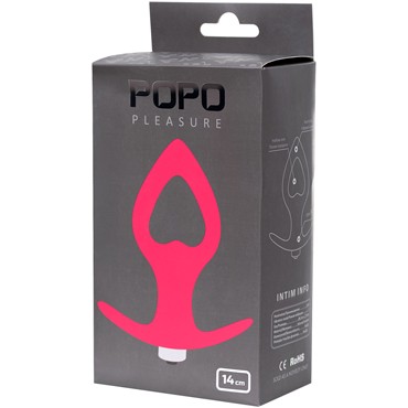 Toyfa POPO Heart Vibrating Plug M, розовая