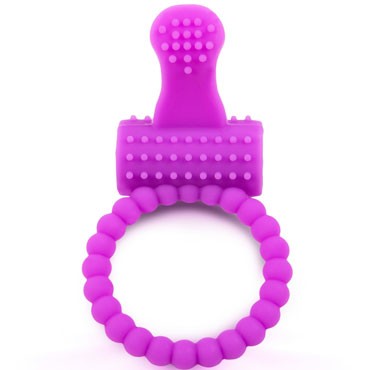 Brazzers Рельефное эрекционное кольцо с клиторальным отростком, фиолетовое