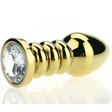 4sexdream Анальная ювелирка с ребрами, золотой/прозрачный