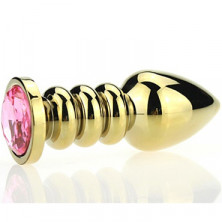 4sexdream Анальная ювелирка с ребрами, золотой/розовый