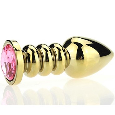 4sexdream Анальная ювелирка с ребрами, золотой/розовый