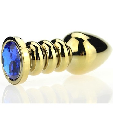 4sexdream Анальная ювелирка с ребрами, золотой/синий