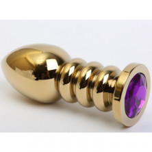4sexdream Анальная ювелирка с ребрами, золотой/фиолетовый
