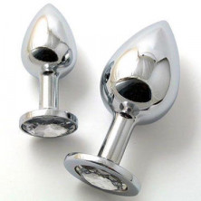 Butt Plug Silver Small, бриллиант