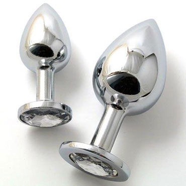 Butt Plug Silver Small, бриллиант