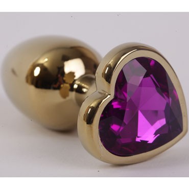 4sexdream Анальная ювелирка Сердце M, золотой/фиолетовый