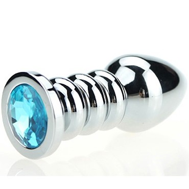 4sexdream Анальная ювелирка с ребрами, серебристый/голубой