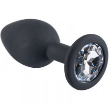 White Label Силиконовая пробка с кристаллом S, черный/прозрачный