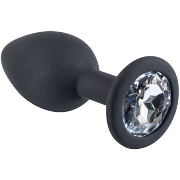 White Label Силиконовая пробка с кристаллом S, черный/прозрачный