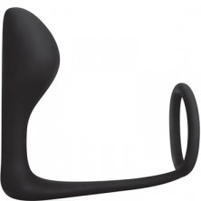 BlueLine C&B Prostate Cock Ring With P-Spot Plug, черное