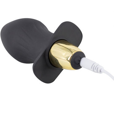 White Label Анальная пробка с вибрацией, черная