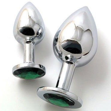 Butt Plug Silver Small, изумрудный