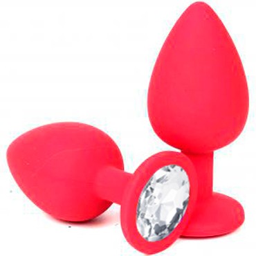 Vandersex Анальная пробка из силикона M, красный/прозрачный