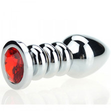 4sexdream Анальная ювелирка с ребрами, серебристый/красный