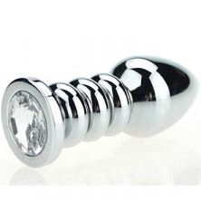 4sexdream Анальная ювелирка с ребрами, серебристый/прозрачный