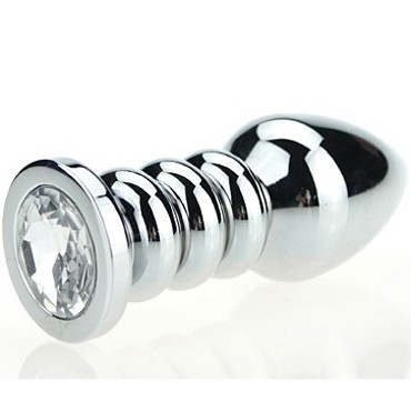 4sexdream Анальная ювелирка с ребрами, серебристый/прозрачный