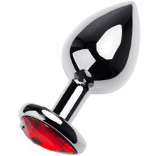 Toyfa Metal Анальная втулка с кристаллом - сердце, серебристый/красный