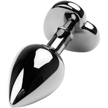 Toyfa Metal Анальная втулка с кристаллом - сердце, серебристый/красный