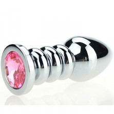 4sexdream Анальная ювелирка с ребрами, серебристый/розовый