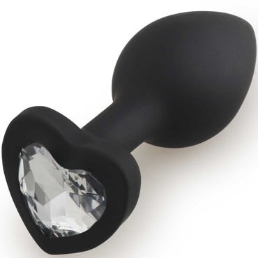 Play Secrets Silicone Butt Plug Heart Shape Small, черный/прозрачный
