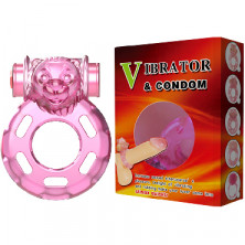 Baile Vibrator & Condom Pink Bear, розовое