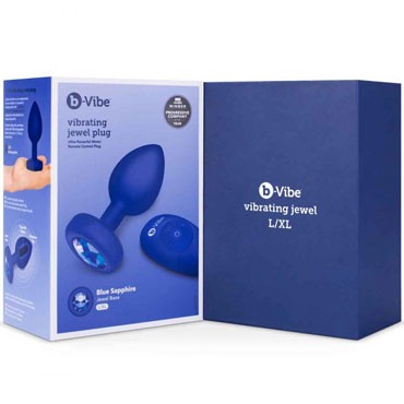 b-Vibe Vibrating Jewel Plug L/XL, синий сапфир