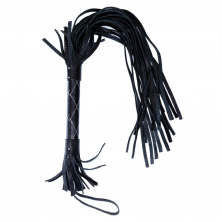 Fetish Dreams Флоггер черный из натуральной кожи с белой строчкой на рукояти